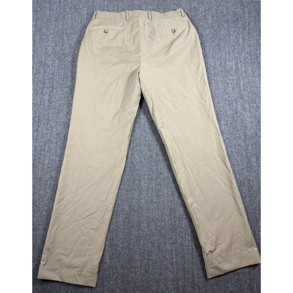 Lauren Ralph Lauren Men's Dress Pants 32x32 Tan High Performance Wool Pleated